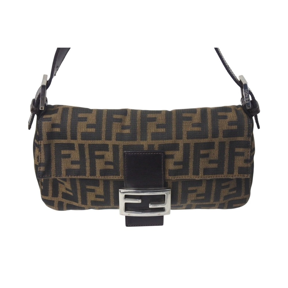 Fendi Zucca Bucket Hobo One Bag Leather Canvas Brown Shoulder Mamma
